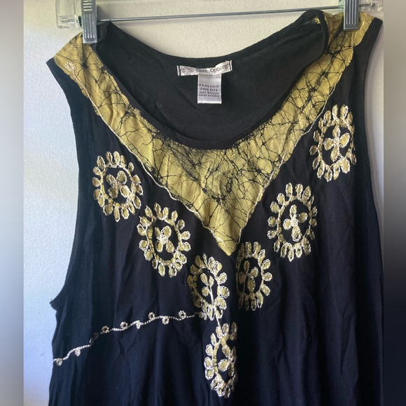 Cute Options Maxi Dress Sleeveless Midi Paisley Black Green Womens One Size - Picture 2 of 5